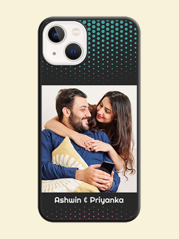 Faded Dots with Grunge Photo Frame and Text on Space Black Custom Soft Matte Phone Cases - Apple iPhone 14