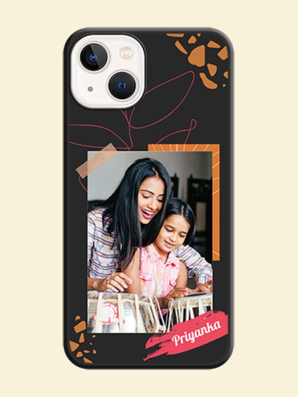 Orange Photo Frame on Space Black Custom Soft Matte Phone Back Cover - Apple iPhone 14