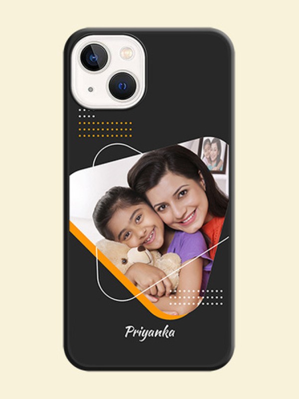 Yellow Triangle on Photo on Space Black Soft Matte Phone Cover - Apple iPhone 14