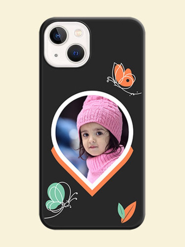 Upload Pic With Simple Butterly Design On Space Black Personalized Soft Matte Phone Covers -Apple Iphone 14