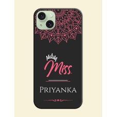 Mrs Name with Floral Design on Space Black Personalized Soft Matte Phone Covers - iPhone 15 Plus