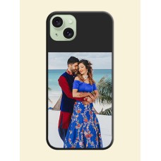 Image Upload With Space Black Color On Custom Soft Matte Mobile Back Cover - iPhone 15 Plus