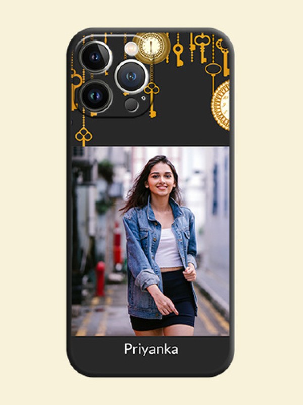 Decorative Design with Text on Space Black Custom Soft Matte Back Cover - iPhone 15 Pro Max
