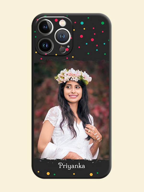 Multicolor Dotted Pattern with Text on Space Black Custom Soft Matte Phone Back Cover - iPhone 15 Pro Max