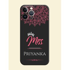 Mrs Name with Floral Design on Space Black Personalized Soft Matte Phone Covers - iPhone 15 Pro Max