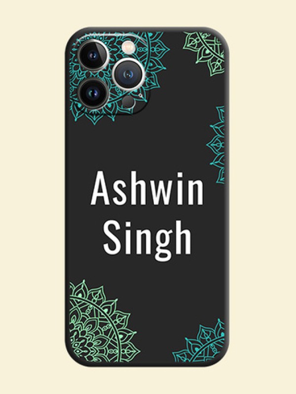 Your Name with Floral Design on Space Black Custom Soft Matte Back Cover - iPhone 15 Pro Max
