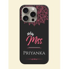 Mrs Name with Floral Design on Space Black Personalized Soft Matte Phone Covers - iPhone 15 Pro