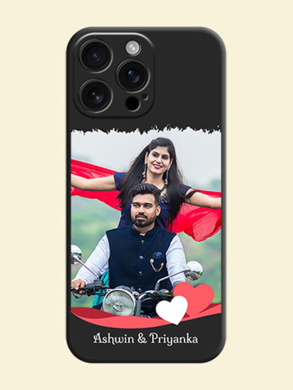 Pin Color Love Shaped Ribbon Design with Text On Space Black Custom Soft Matte Mobile Back Cover - iPhone 16 Pro Max