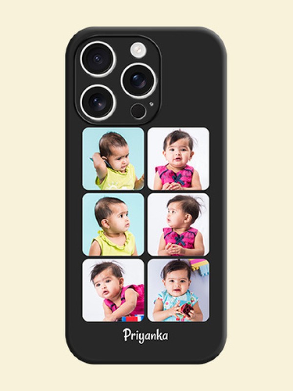 Floral Art with 6 Image Holder on Photo On Space Black Custom Soft Matte Mobile Back Cover - iPhone 16 Pro
