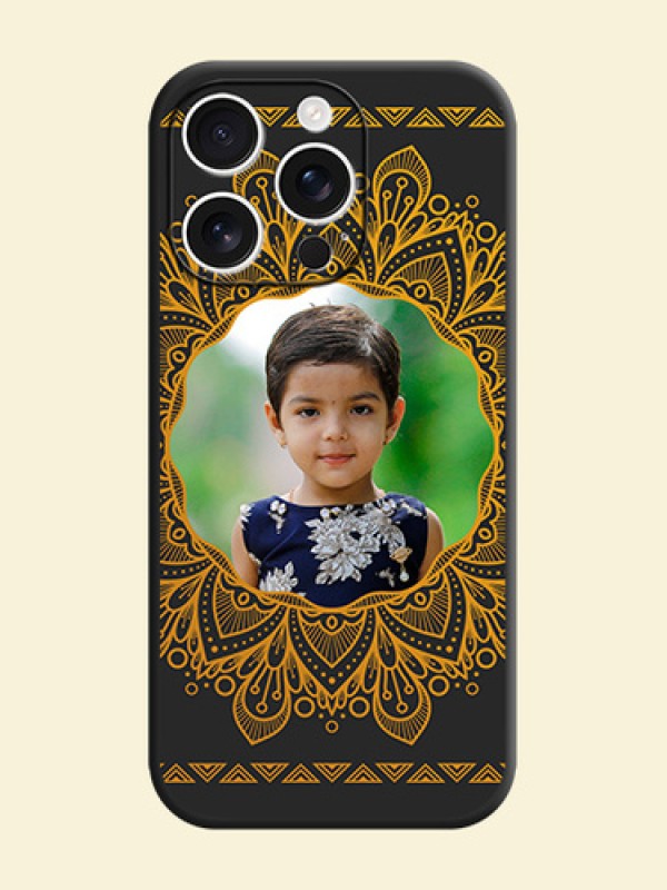 Round Image with Floral Design On Space Black Custom Soft Matte Mobile Back Cover - iPhone 16 Pro