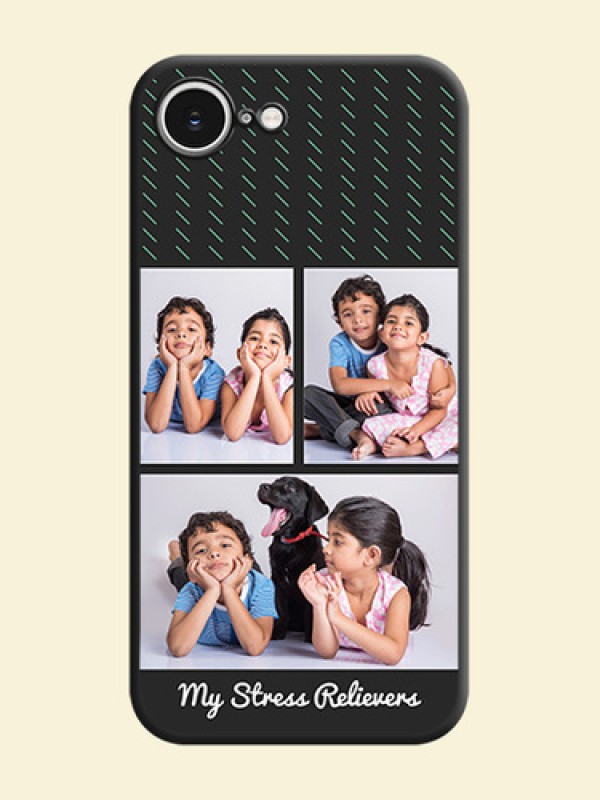 Cross Dotted Pattern with 2 Image Holder On Space Black Custom Soft Matte Mobile Back Cover - iPhone 16e