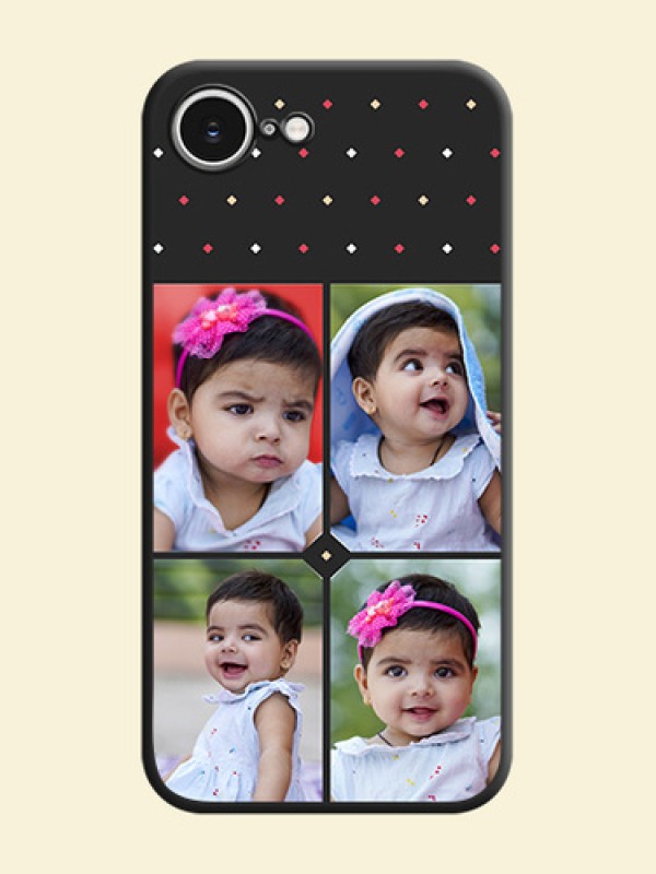 Multicolor Dotted Pattern with 4 Image Holder On Space Black Custom Soft Matte Mobile Back Cover - iPhone 16e