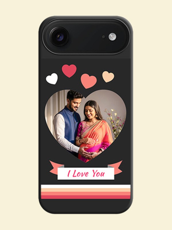 Love Shaped Photo with Colorful Stripes On Space Black Custom Soft Matte Mobile Back Cover - Apple iPhone 17 Air