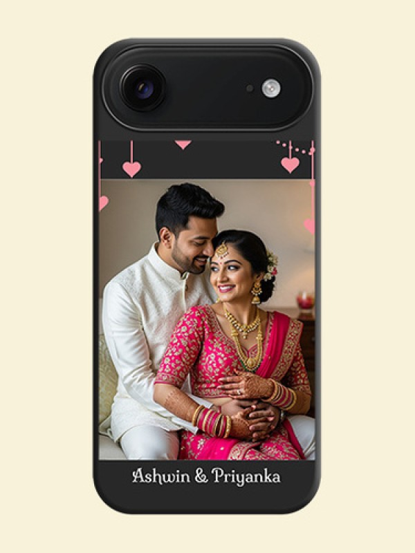 Pink Love Hangings with Text On Space Black Custom Soft Matte Mobile Back Cover - Apple iPhone 17 Air