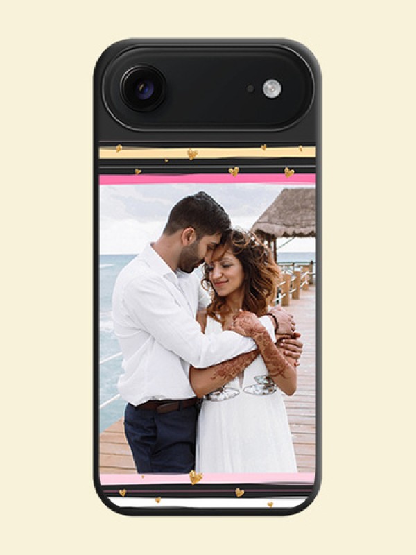 Multicolor Lines and Golden Love Symbols Design on Photo On Space Black Custom Soft Matte Mobile Back Cover - Apple iPhone 17 Air