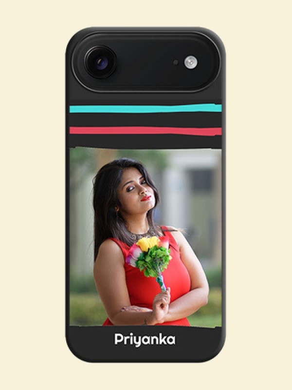 Multicolor Lines with Image On Space Black Custom Soft Matte Mobile Back Cover - Apple iPhone 17 Air