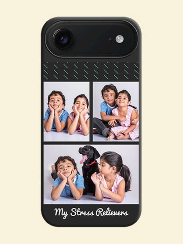 Cross Dotted Pattern with 2 Image Holder On Space Black Custom Soft Matte Mobile Back Cover - Apple iPhone 17 Air