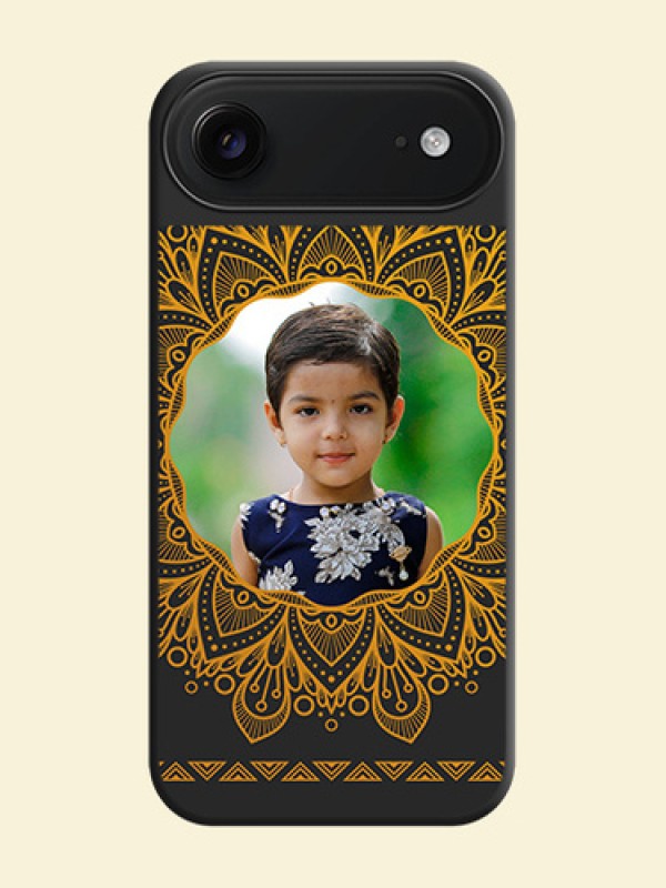 Round Image with Floral Design On Space Black Custom Soft Matte Mobile Back Cover - Apple iPhone 17 Air