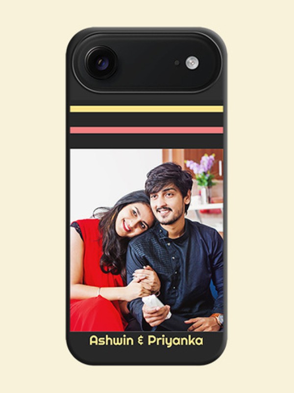 Color Stripes with Photo and Text on Photo On Space Black Custom Soft Matte Mobile Back Cover - Apple iPhone 17 Air