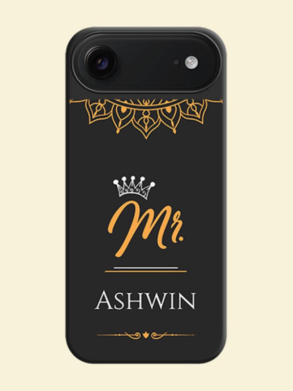 Mr Name with Floral Design On Space Black Custom Soft Matte Mobile Back Cover - Apple iPhone 17 Air