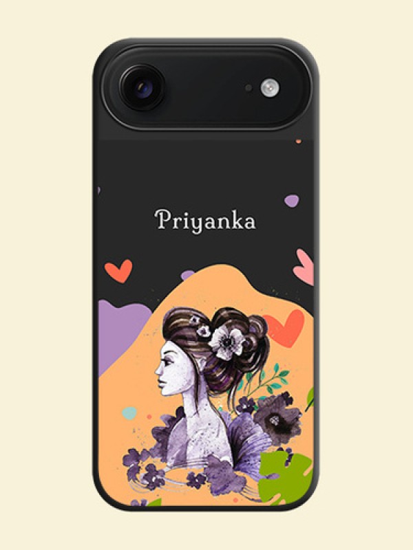 Namecase For Her With Fancy Lady Image On Space Black Custom Soft Matte Mobile Back Cover - Apple iPhone 17 Air