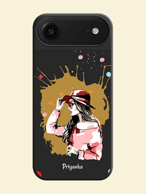Mordern Lady With Color Splash Background With Custom Text On Space Black Custom Soft Matte Mobile Back Cover - Apple iPhone 17 Air
