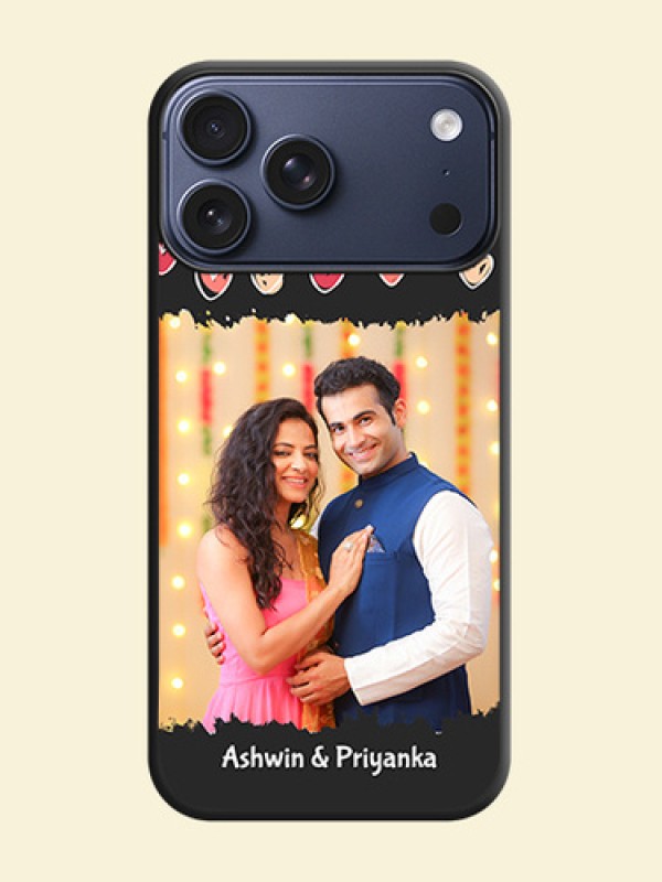 Pink Love Hangings with Name On Space Black Custom Soft Matte Mobile Back Cover - Apple iPhone 17 Pro Max