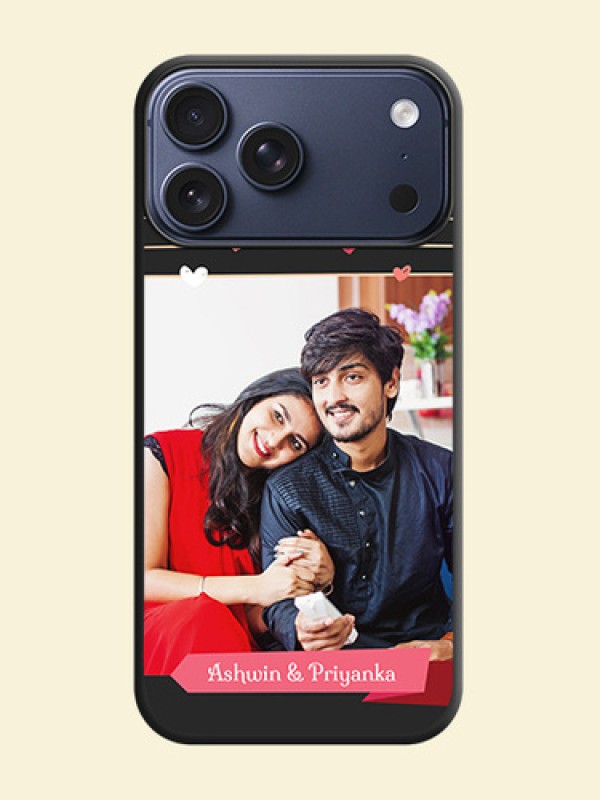 Love Pattern with Name on Pink Ribbon on Photo On Space Black Custom Soft Matte Mobile Back Cover - Apple iPhone 17 Pro Max