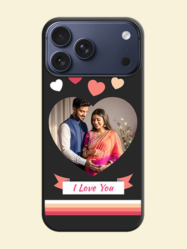 Love Shaped Photo with Colorful Stripes On Space Black Custom Soft Matte Mobile Back Cover - Apple iPhone 17 Pro Max
