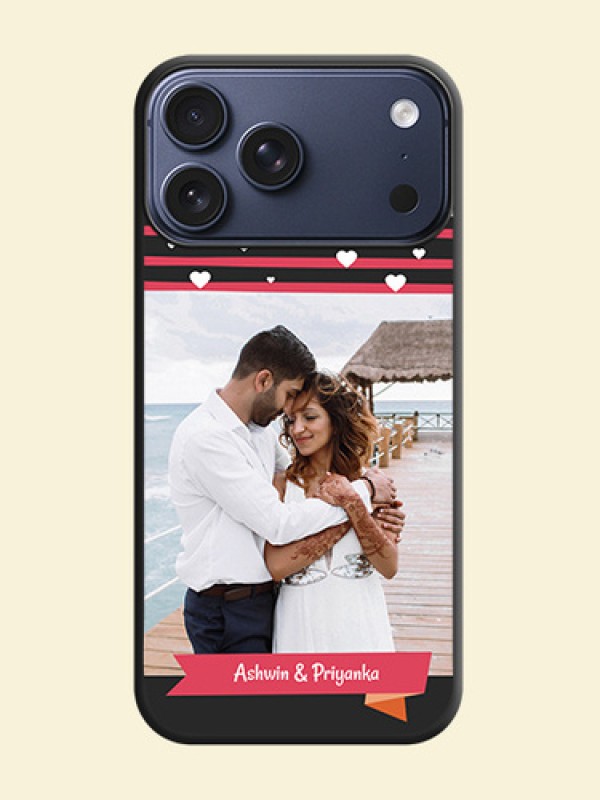 White Color Love Symbols with Pink Lines Pattern On Space Black Custom Soft Matte Mobile Back Cover - Apple iPhone 17 Pro Max