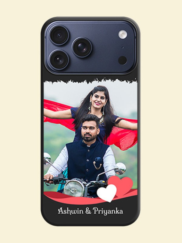 Pin Color Love Shaped Ribbon Design with Text On Space Black Custom Soft Matte Mobile Back Cover - Apple iPhone 17 Pro Max