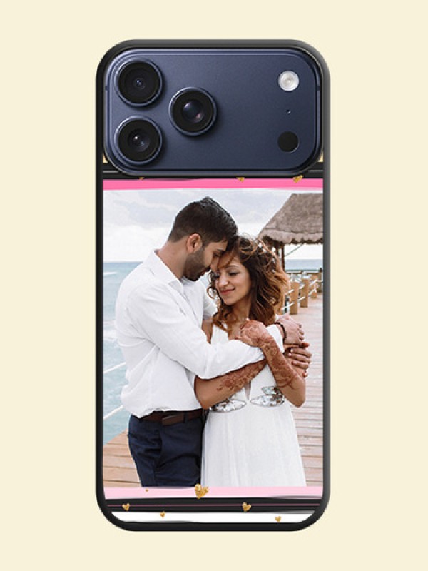 Multicolor Lines and Golden Love Symbols Design on Photo On Space Black Custom Soft Matte Mobile Back Cover - Apple iPhone 17 Pro Max
