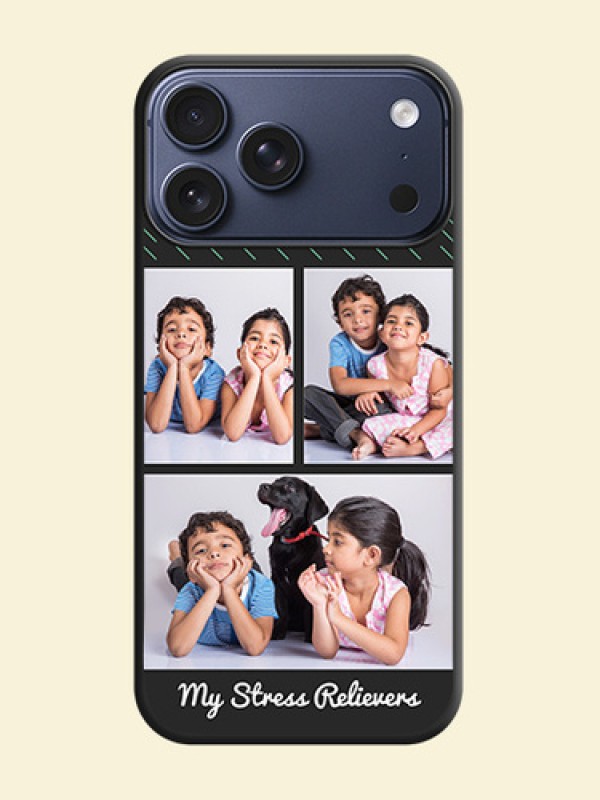 Cross Dotted Pattern with 2 Image Holder On Space Black Custom Soft Matte Mobile Back Cover - Apple iPhone 17 Pro Max