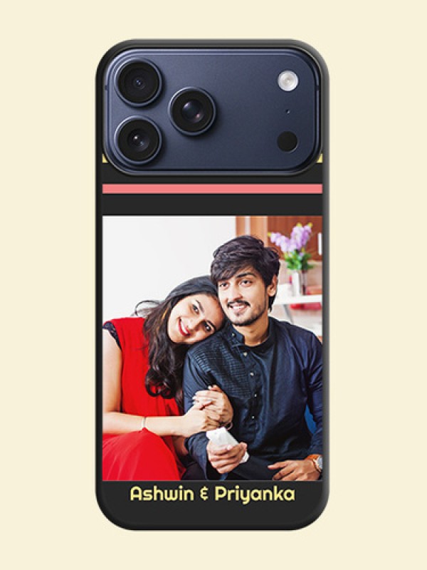 Color Stripes with Photo and Text on Photo On Space Black Custom Soft Matte Mobile Back Cover - Apple iPhone 17 Pro Max