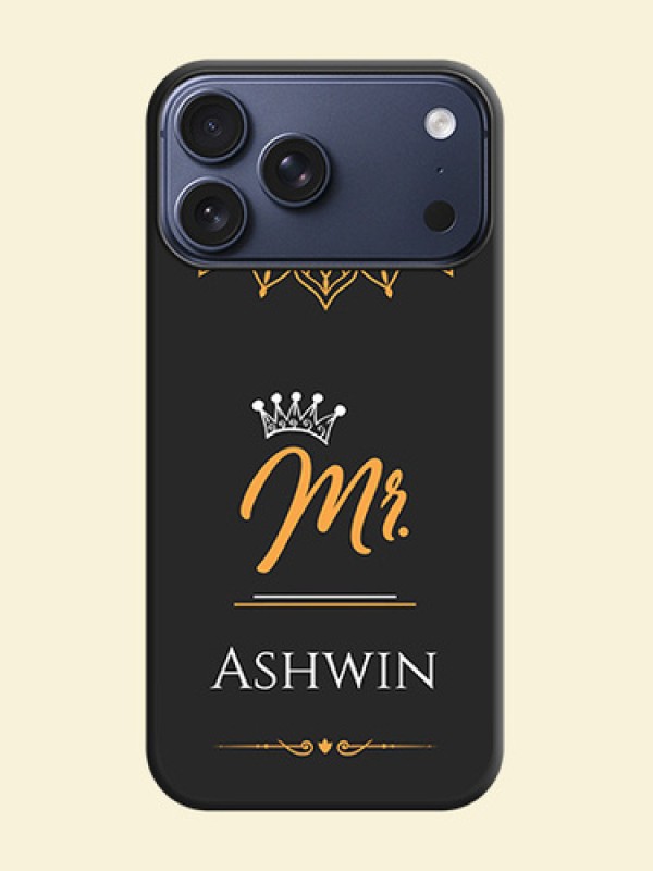 Mr Name with Floral Design On Space Black Custom Soft Matte Mobile Back Cover - Apple iPhone 17 Pro Max