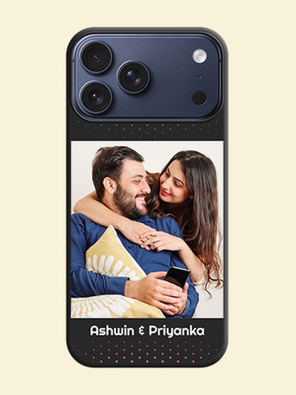 Faded Dots with Grunge Photo Frame and Text On Space Black Custom Soft Matte Mobile Back Cover - Apple iPhone 17 Pro Max