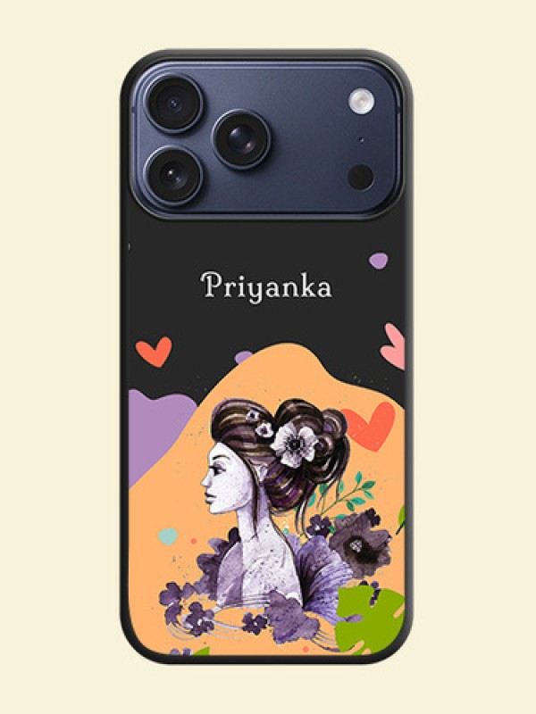 Namecase For Her With Fancy Lady Image On Space Black Custom Soft Matte Mobile Back Cover - Apple iPhone 17 Pro Max