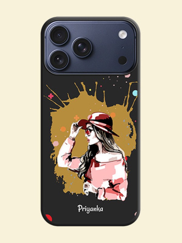 Mordern Lady With Color Splash Background With Custom Text On Space Black Custom Soft Matte Mobile Back Cover - Apple iPhone 17 Pro Max