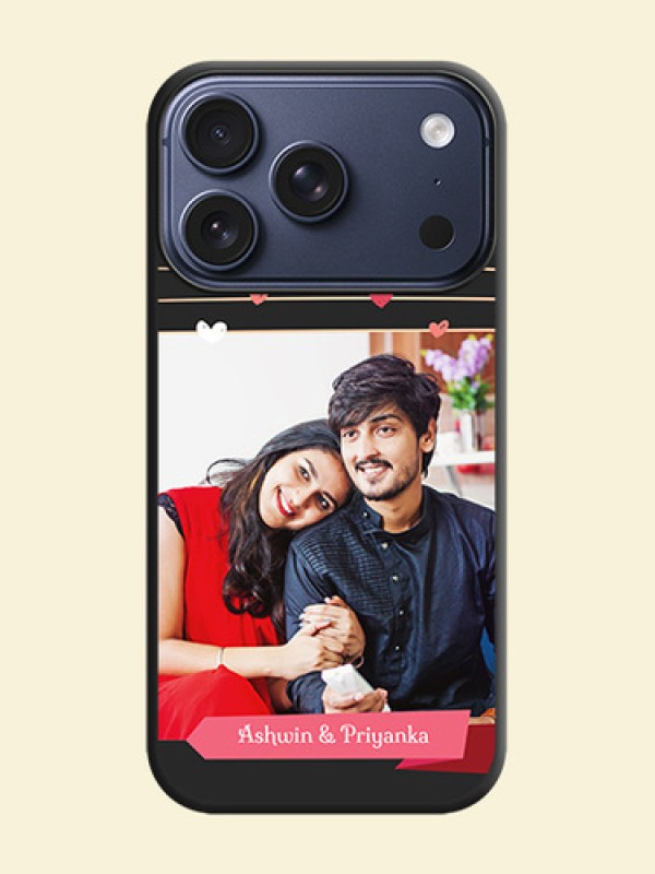 Love Pattern with Name on Pink Ribbon on Photo On Space Black Custom Soft Matte Mobile Back Cover - Apple iPhone 17 Pro