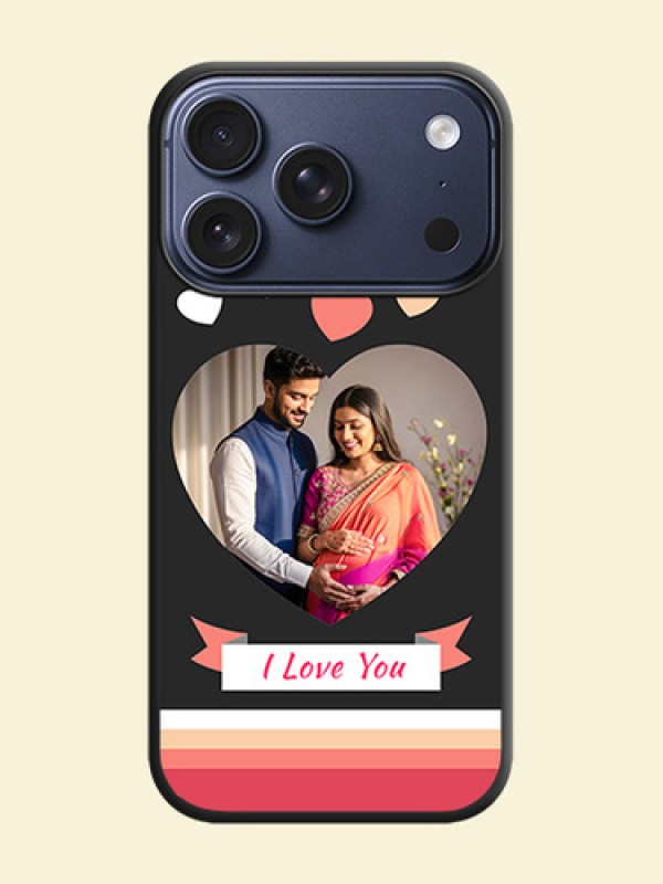 Love Shaped Photo with Colorful Stripes On Space Black Custom Soft Matte Mobile Back Cover - Apple iPhone 17 Pro