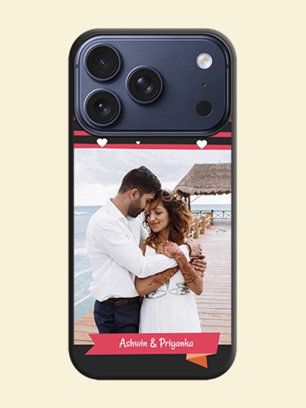 White Color Love Symbols with Pink Lines Pattern On Space Black Custom Soft Matte Mobile Back Cover - Apple iPhone 17 Pro
