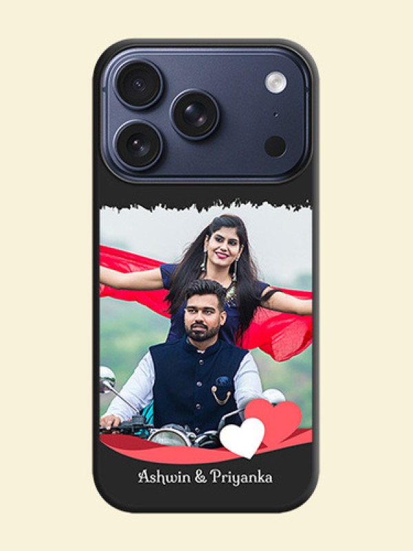 Pin Color Love Shaped Ribbon Design with Text On Space Black Custom Soft Matte Mobile Back Cover - Apple iPhone 17 Pro