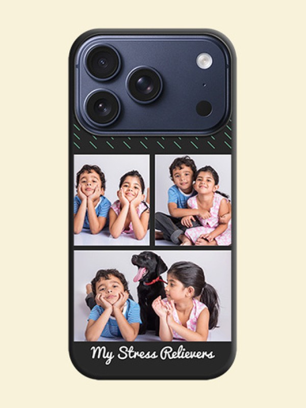 Cross Dotted Pattern with 2 Image Holder On Space Black Custom Soft Matte Mobile Back Cover - Apple iPhone 17 Pro