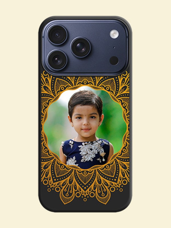 Round Image with Floral Design On Space Black Custom Soft Matte Mobile Back Cover - Apple iPhone 17 Pro