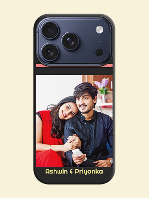 Color Stripes with Photo and Text on Photo On Space Black Custom Soft Matte Mobile Back Cover - Apple iPhone 17 Pro