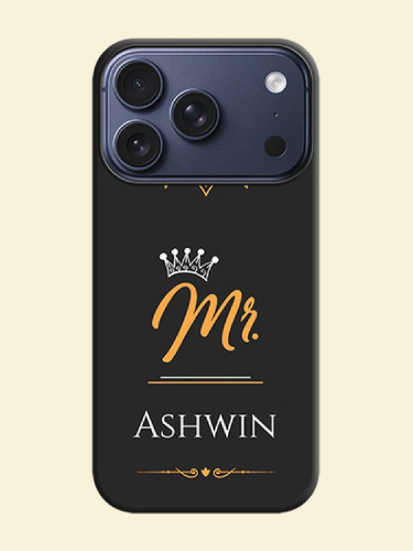 Mr Name with Floral Design On Space Black Custom Soft Matte Mobile Back Cover - Apple iPhone 17 Pro