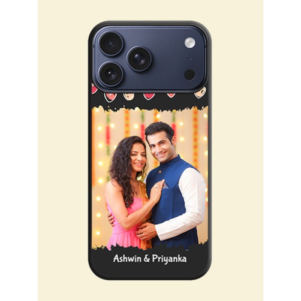 Pink Love Hangings with Name On Space Black Custom Soft Matte Mobile Back Cover - Apple iPhone 18 Pro Max Pink Love Hangings with Name On Space Black Custom Soft Matte Mobile Back Cover - Apple iPhone 18 Pro Max