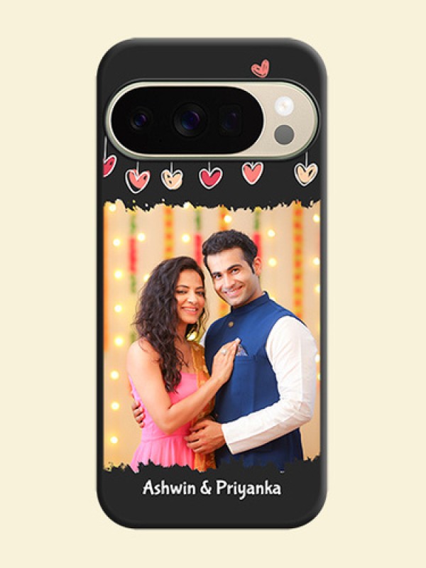 Pink Love Hangings with Name On Space Black Custom Soft Matte Mobile Back Cover - Google Pixel 10 Pro 5G