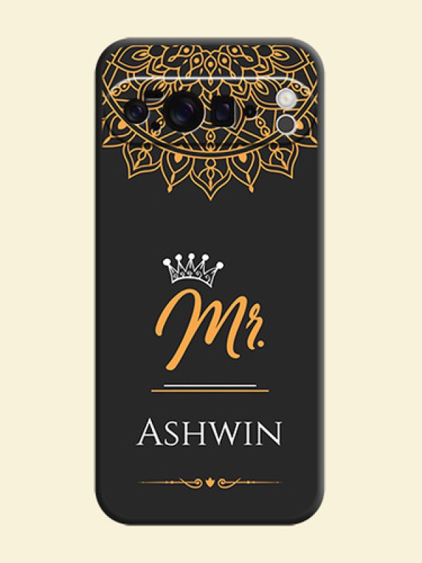 Mr Name with Floral Design On Space Black Custom Soft Matte Mobile Back Cover - Google Pixel 10 Pro XL 5G