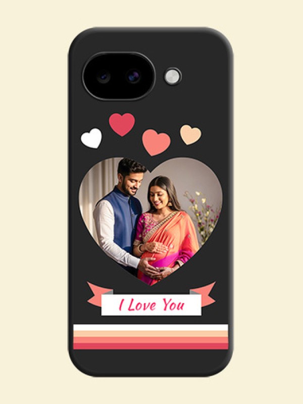 Love Shaped Photo with Colorful Stripes On Space Black Custom Soft Matte Mobile Back Cover - Google Pixel 10A 5G